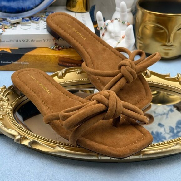 🆕 LOEFFLER RANDALL 🧿 NWOB Hadley Suede Bow Flat Sandals, Cacao - Sz 6 B - Picture 8 of 14